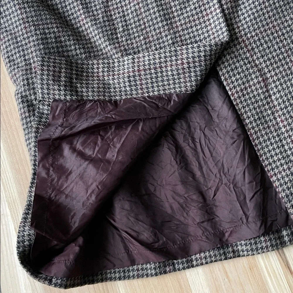 Vintage Country Shop Classic Brown Houndstooth Wool Lambswool Maxi Skirt